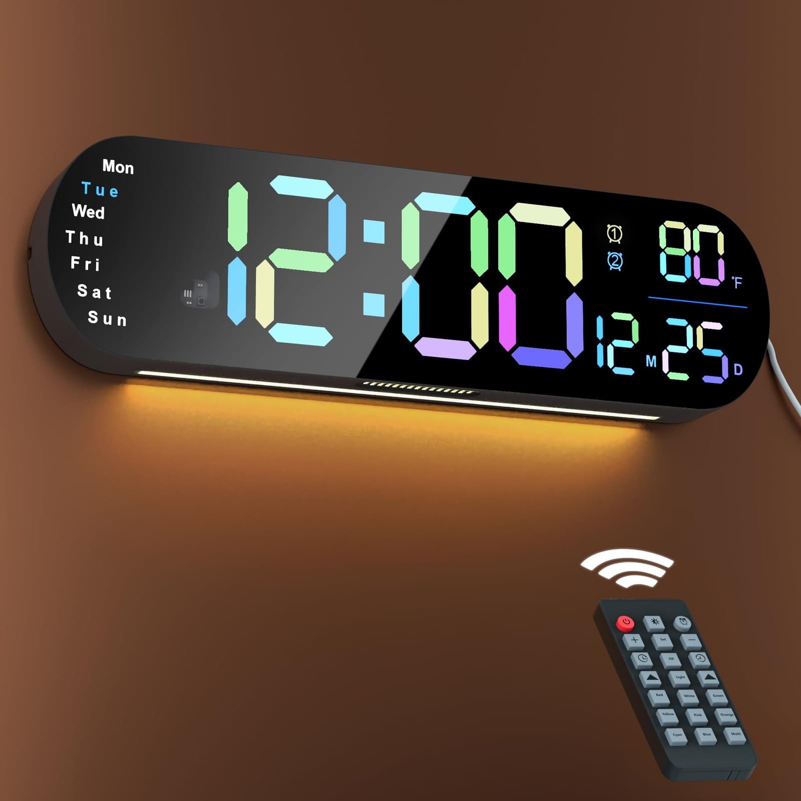 13.7 Inch Wall Clocks, Large Digital Wall Clock with Timer Remote Control Aut...