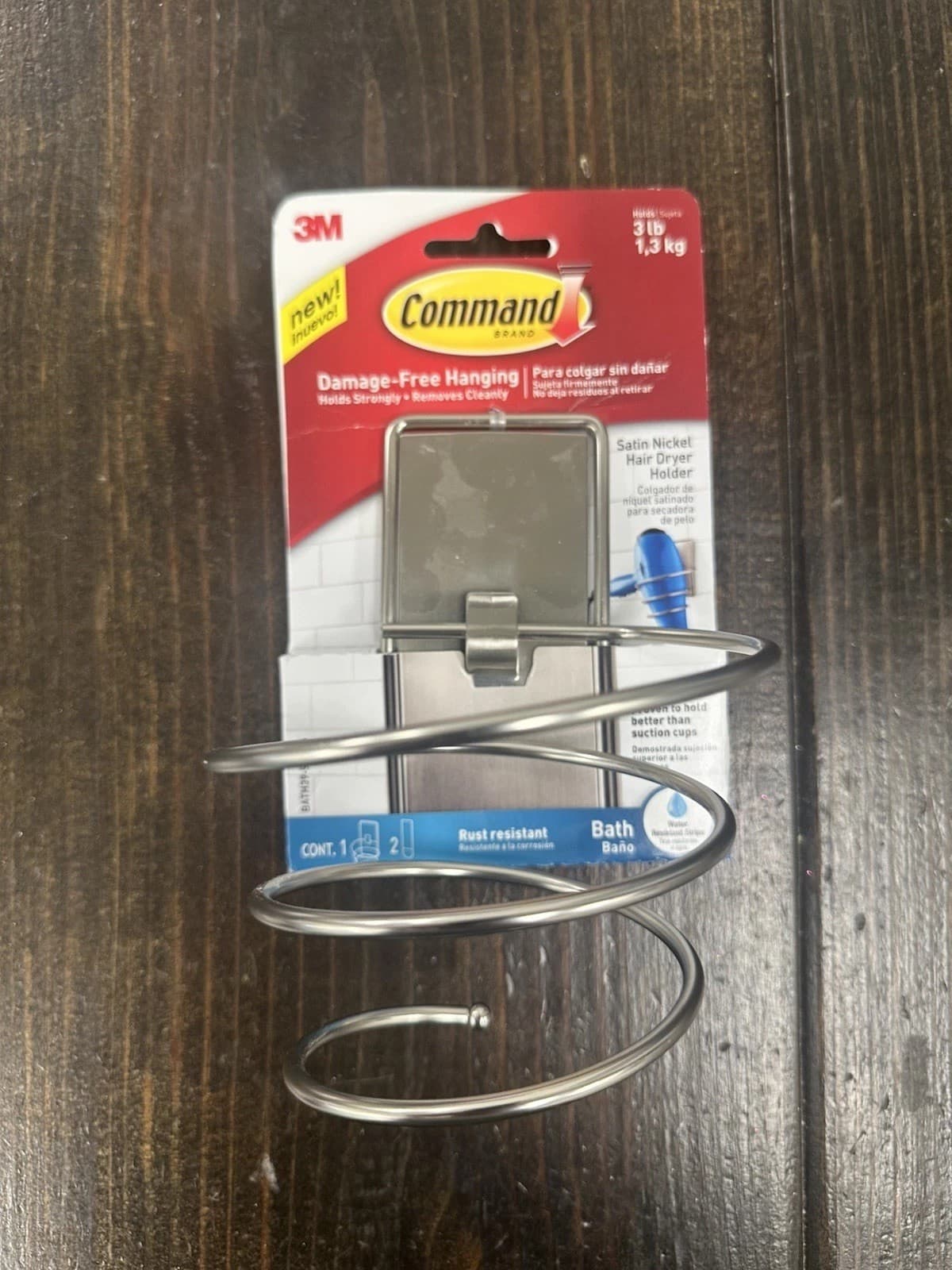 Damage Free Hanging Hair Dryer Holder, Satin Nickel Up To 3 Lbs By 3M