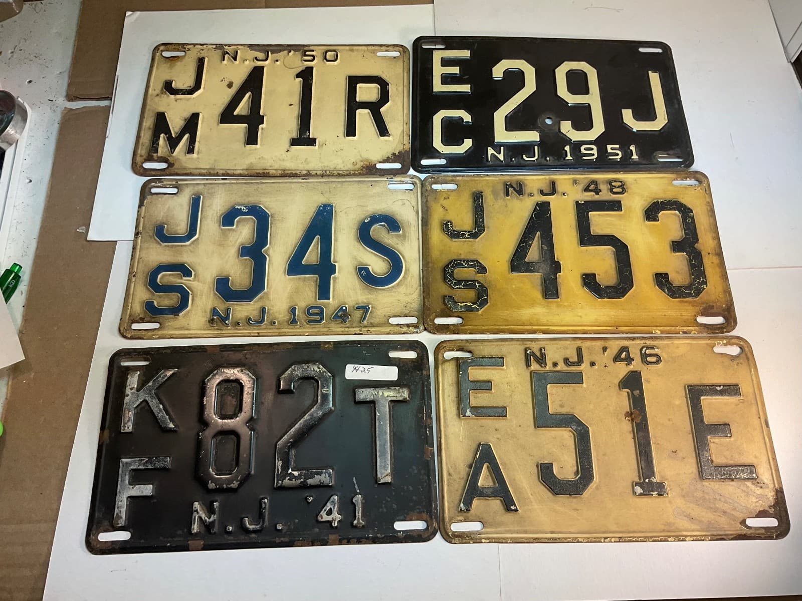 #25 SIX (6) NEW JERSEY LICENSE PLATES ** 1941 - 1946 - 1947 - 1948 - 1950 - 1951