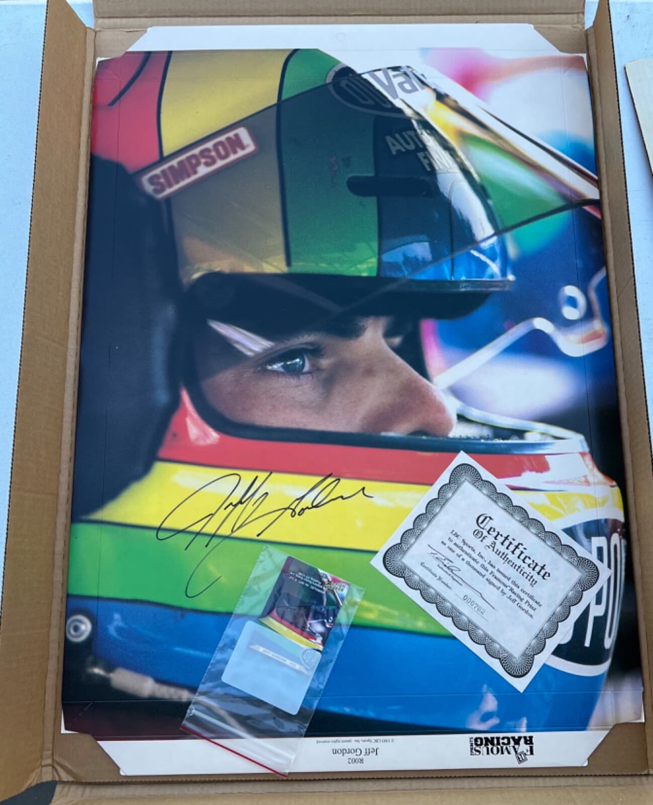 Vintage Autograph 1993 Jeff Gordon #24 Cardboard Poster Display w/ Rookie Card