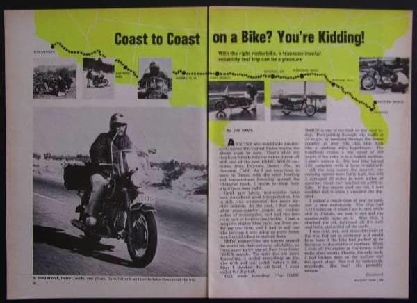 BMW R69US Coast-To-Coast Motorcycle 1968 vintage Road Test article