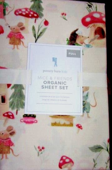 Pottery Barn Kids MICE AND FRIENDS Organic Sheet Set FULL