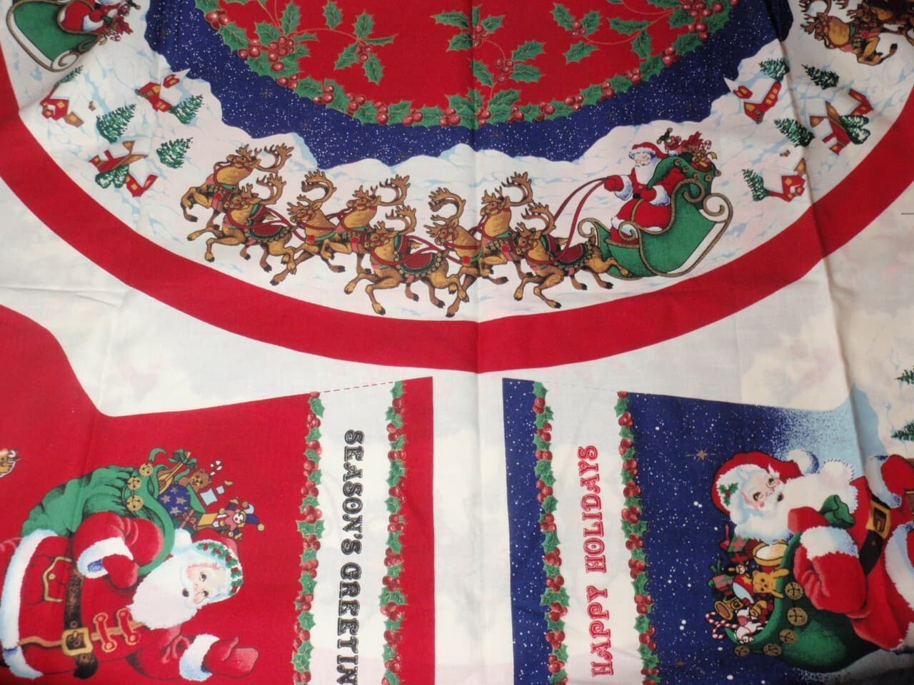 Santa’s Wonderland Tree Skirt or Table Cover Fabric Panel