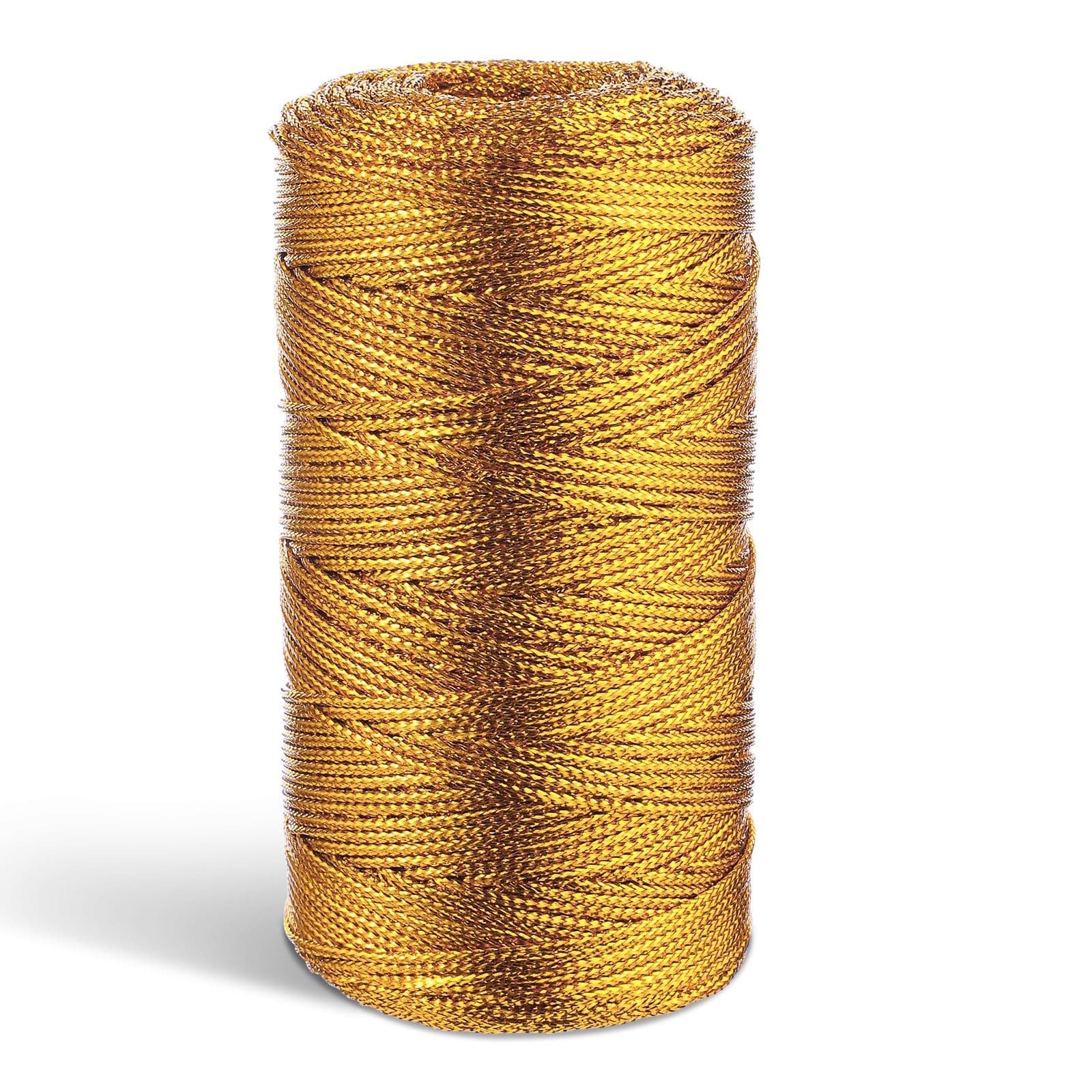 656 Feet/218 Yards Metallic Cord Gold Twine, 1.5 mm Gold Thread String for Br...