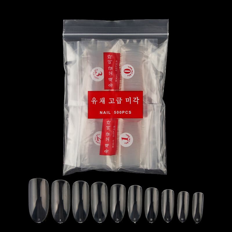 500pcs Acrylic False Nail Tips Full Cover Oval Round Fake Nail Art Manicure DIY