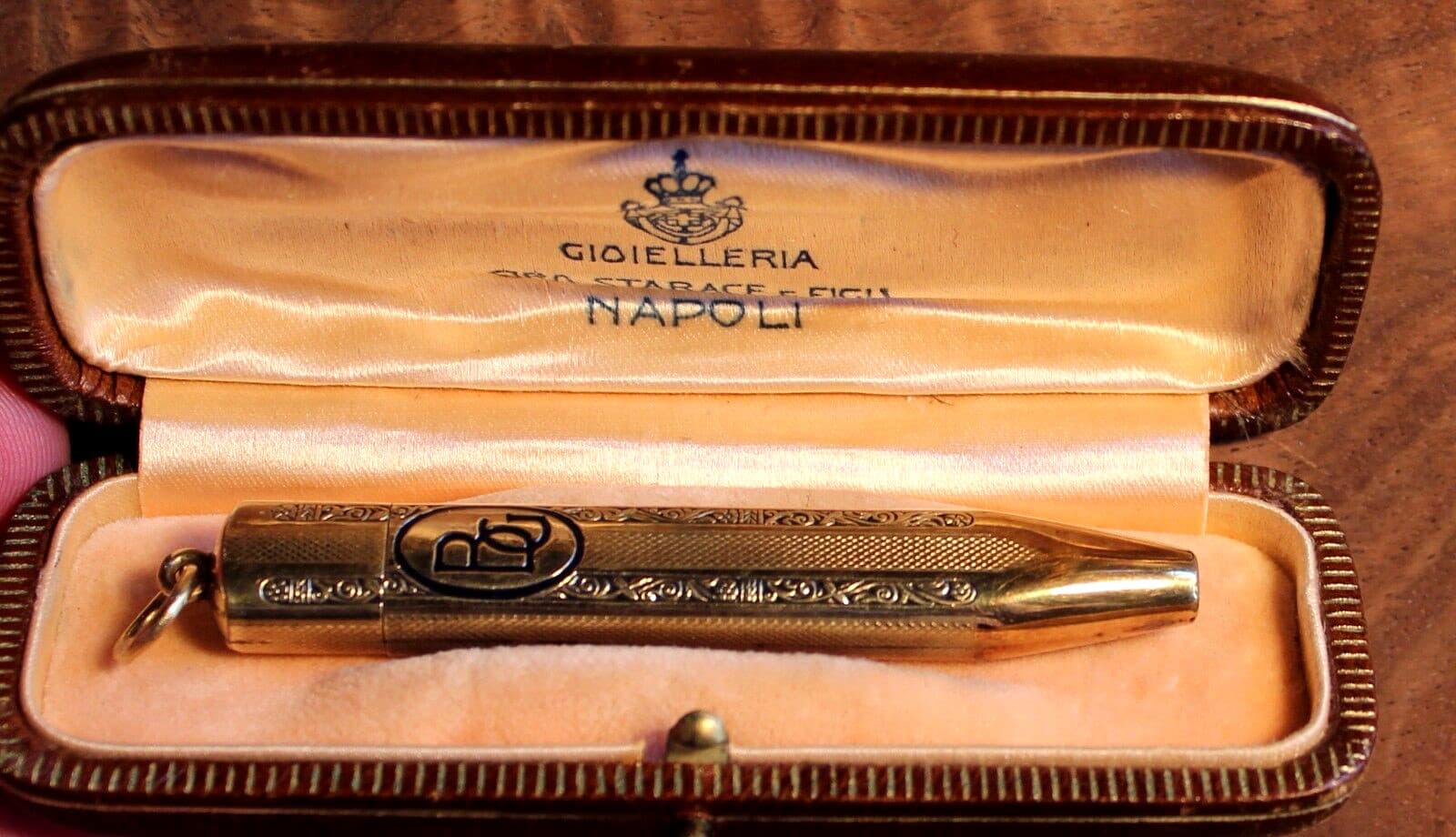 Beniamino Gigli 18K Gold Vermeil Retractable Pencil Original Signed Leather Box