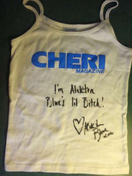 ALEKTRA BLUE: Signed Personal Owned Worn CHERI Shirt Adult Film Star Pornstar