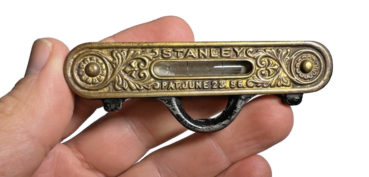 Antique Stanley No. 36 Pocket Level Brass 1896 Ornate Victorian New Britain, CT