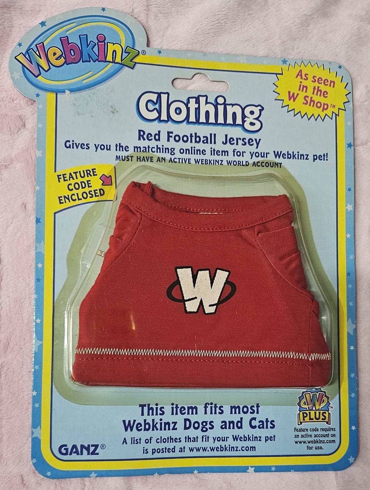 Retro Early 2000s Ganz Webkinz Clothes - Red Football Jersey- NEW W Play Code