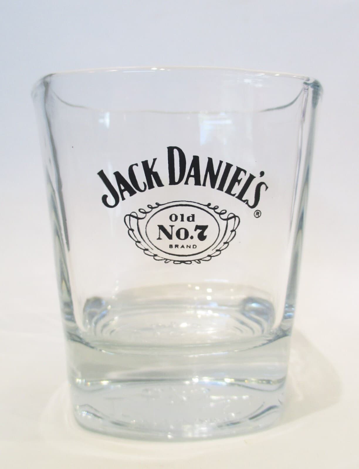 Jack Daniels Old No. 7 Whiskey Square Rocks Lowball Cocktail Glass Embossed Base