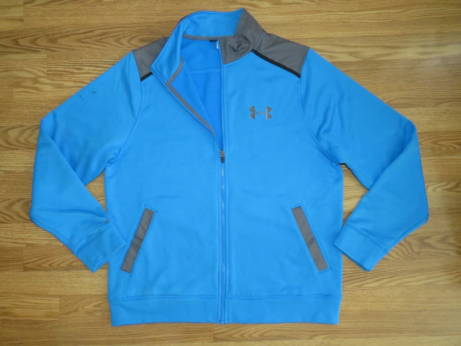 UNDER ARMOUR 'STORM' men's LARGE Fleece Jacket THICK ~ turquoise blue