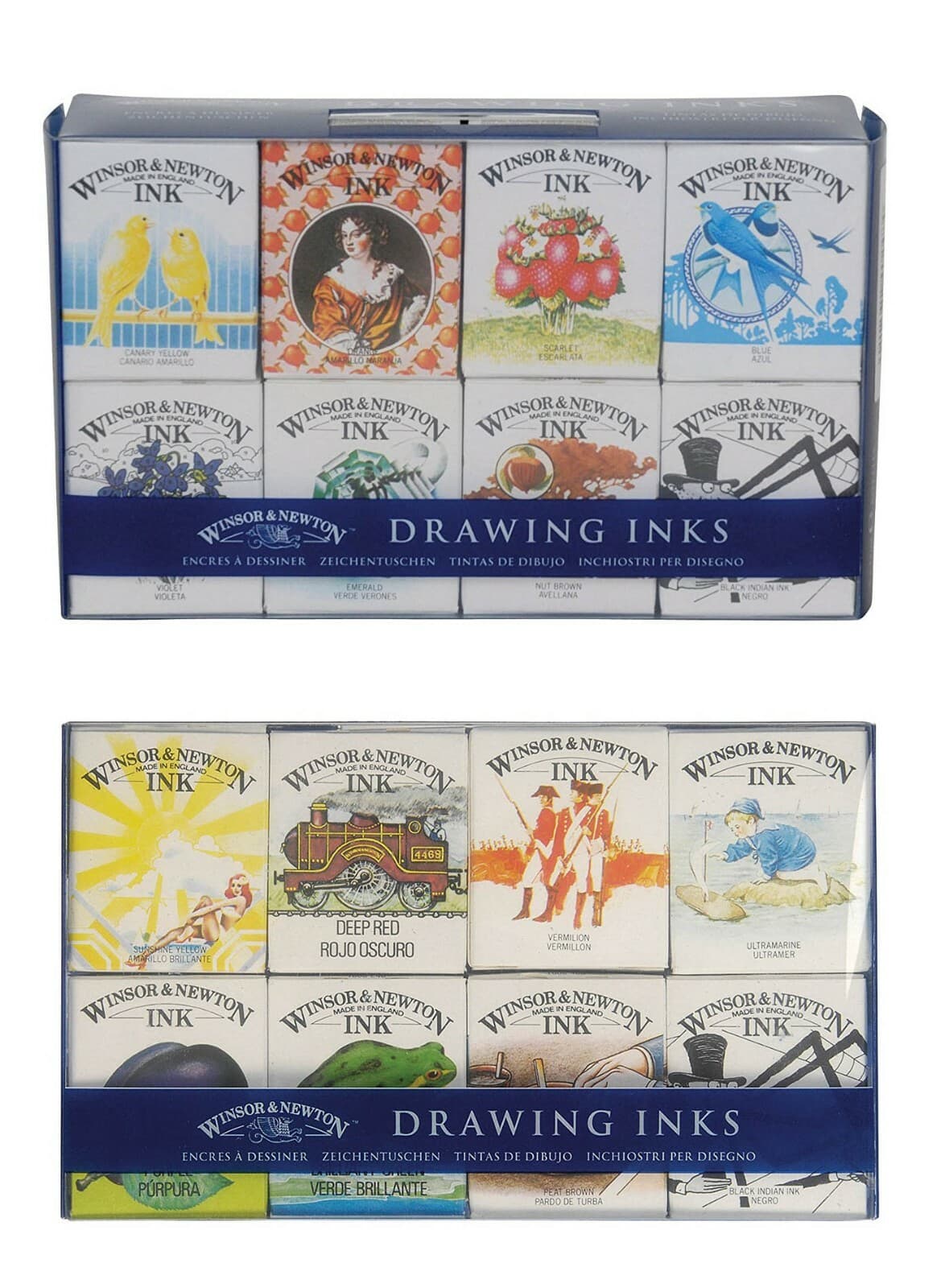 Winsor & Newton William & Henry Drawing Ink Sets Artist Painting 8 x 14ml Set