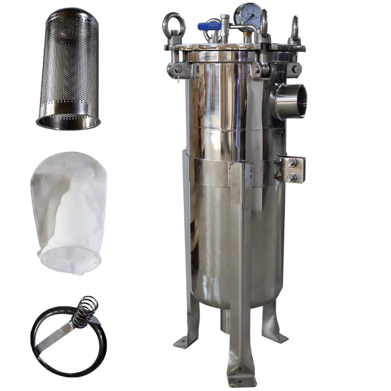 1# Bag Filter Stainless Industrial Filtration Filter2" NPT In/Out 120 psi 0.25㎡