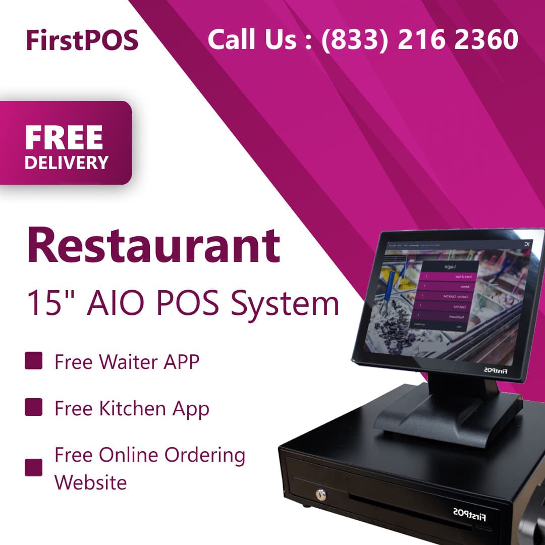 15'' Touchscreen POS Cash Register Till System Restaurant Café Bar