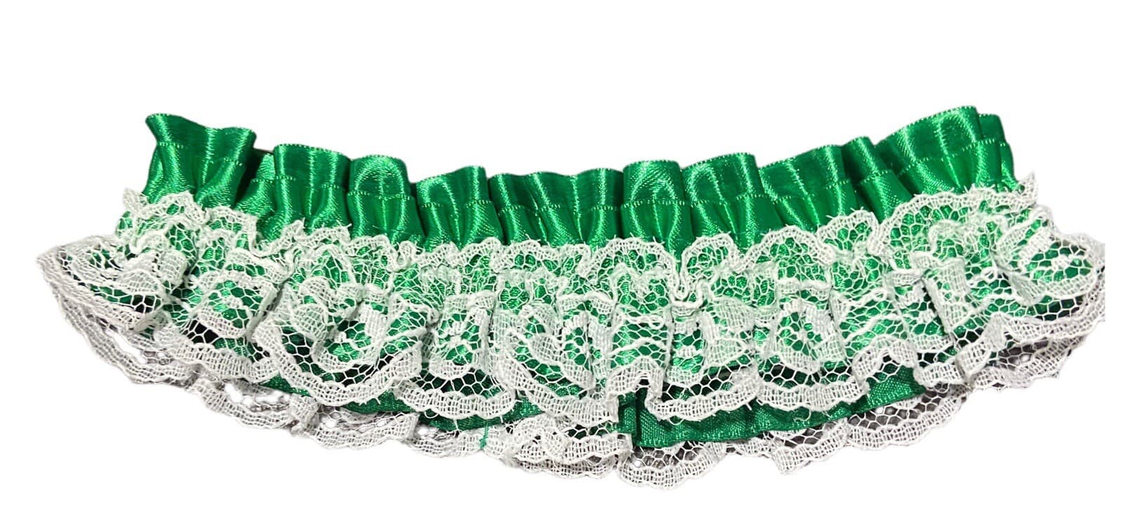 Bridal Garter Green Satin and White Lace Garter with Wedding Or Costume Garter