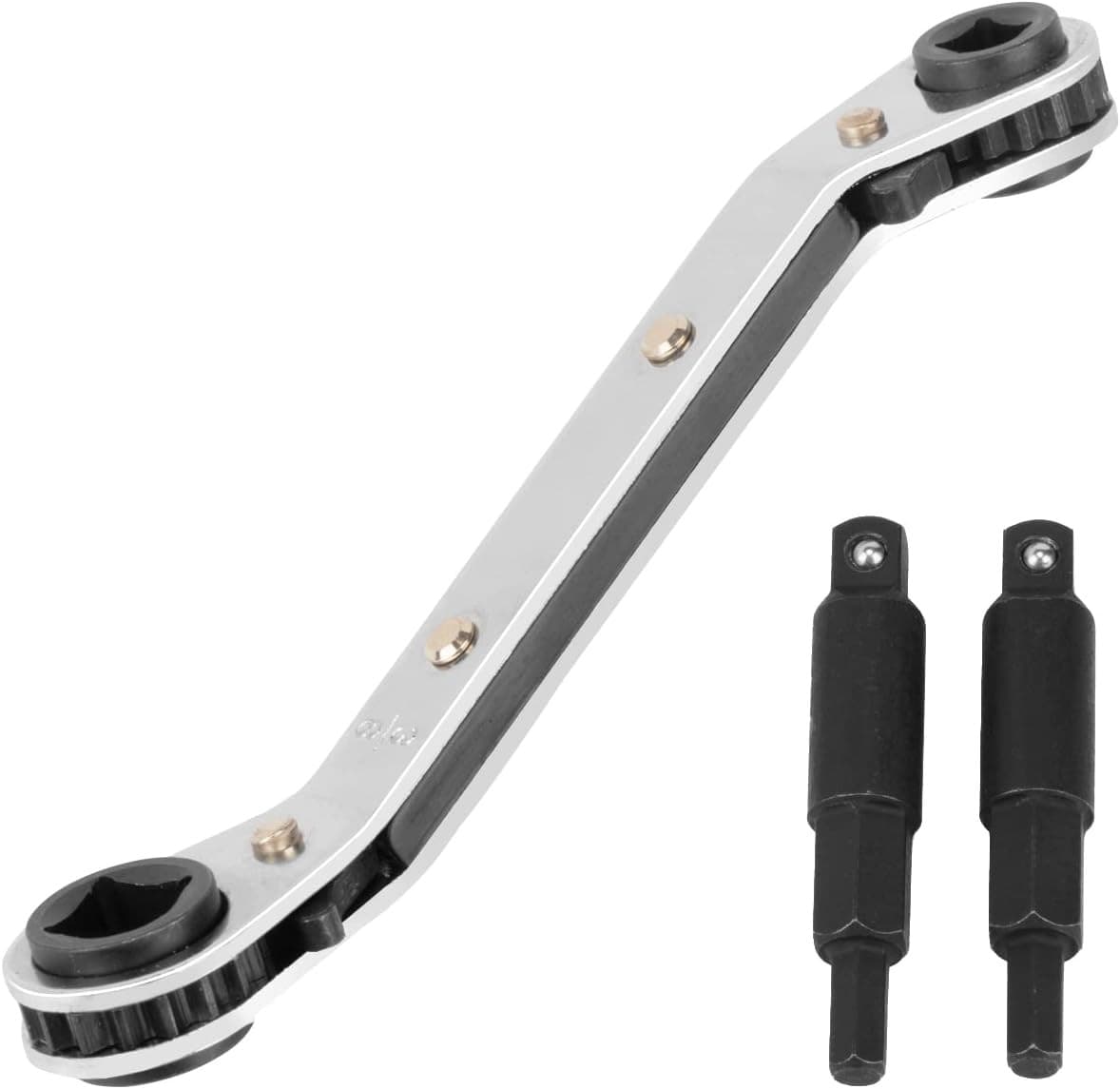 HVAC Service Wrench, Refrigeration Wrench with 2 Pcs HVAC Hexagon Bit Adapter, P