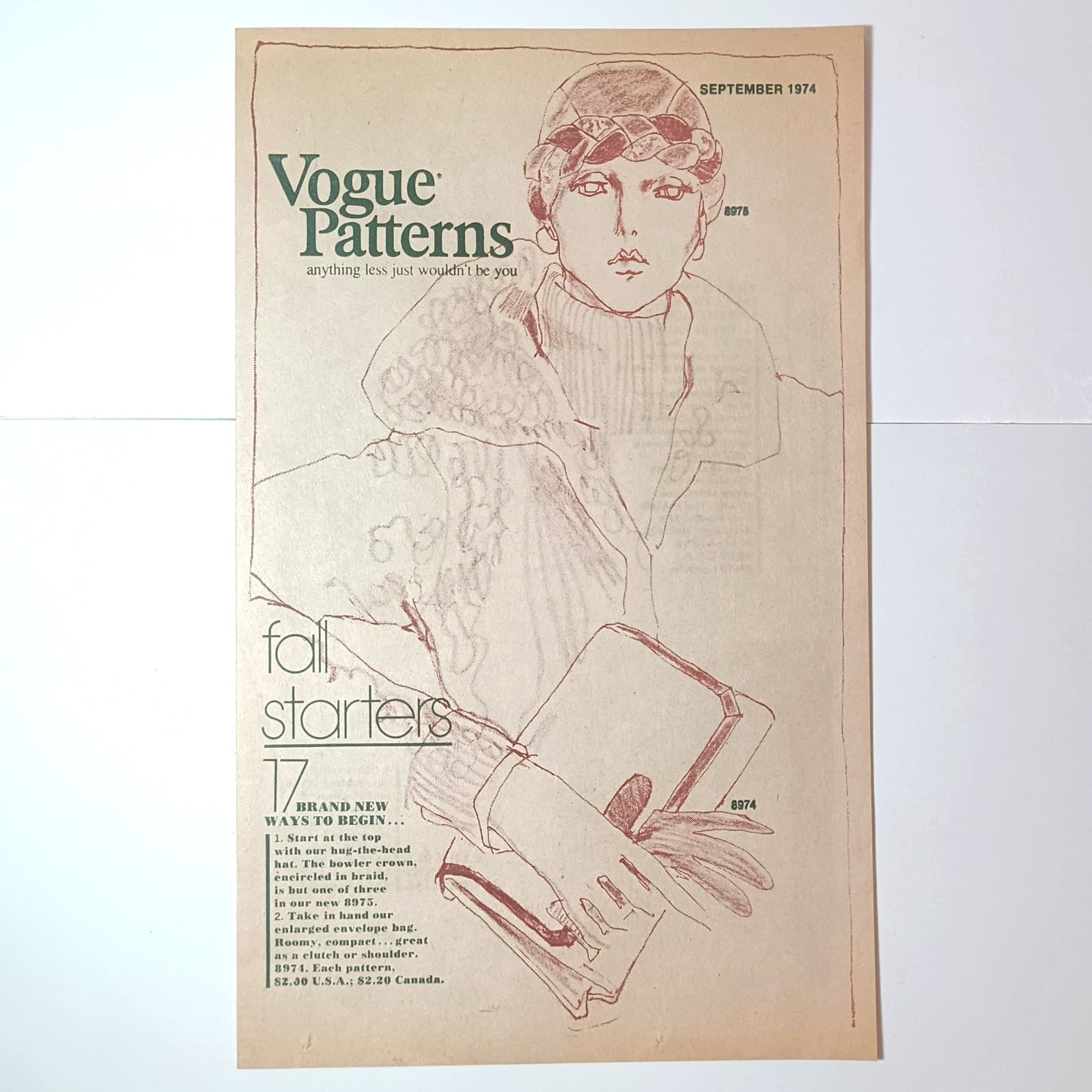 Vogue Patterns September 1974 newsletter Wieboldts 1970s fashion