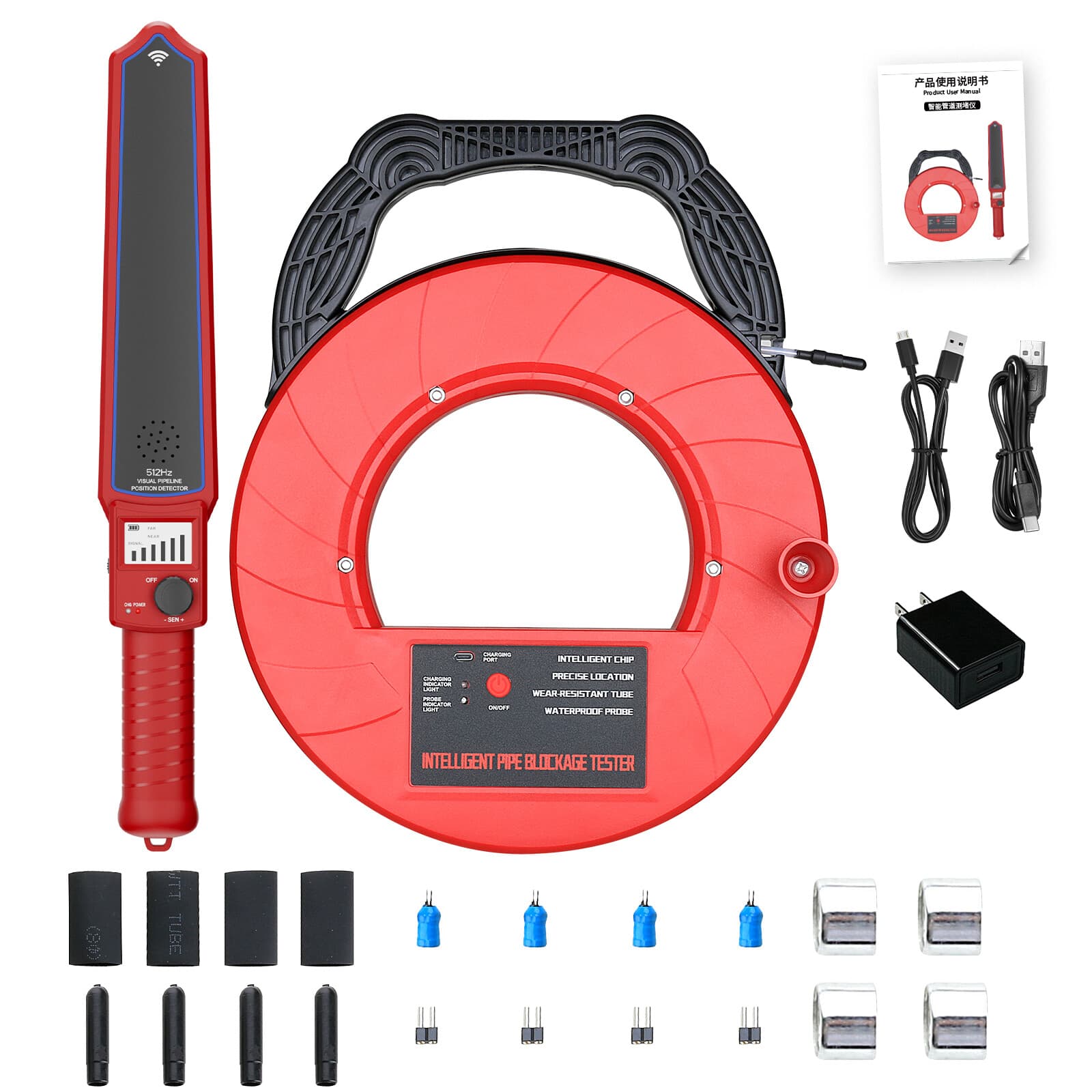 Smart Pipe Blockage Detector Locators 100ft/30m Waterproof for PVC Plastic Metal