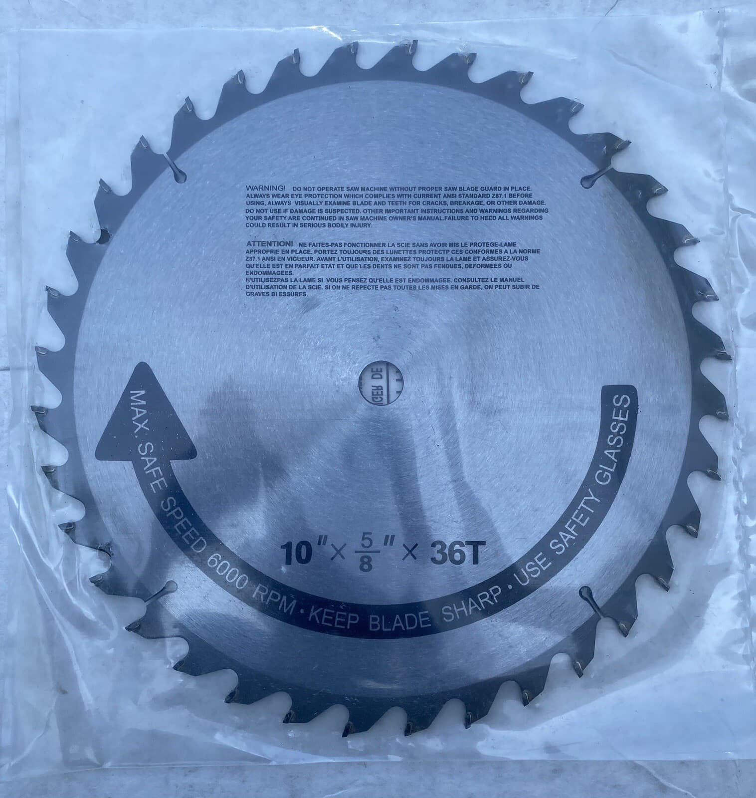10" x 5/8” x 36T w/ 5/8" Circular Saw Blade - New