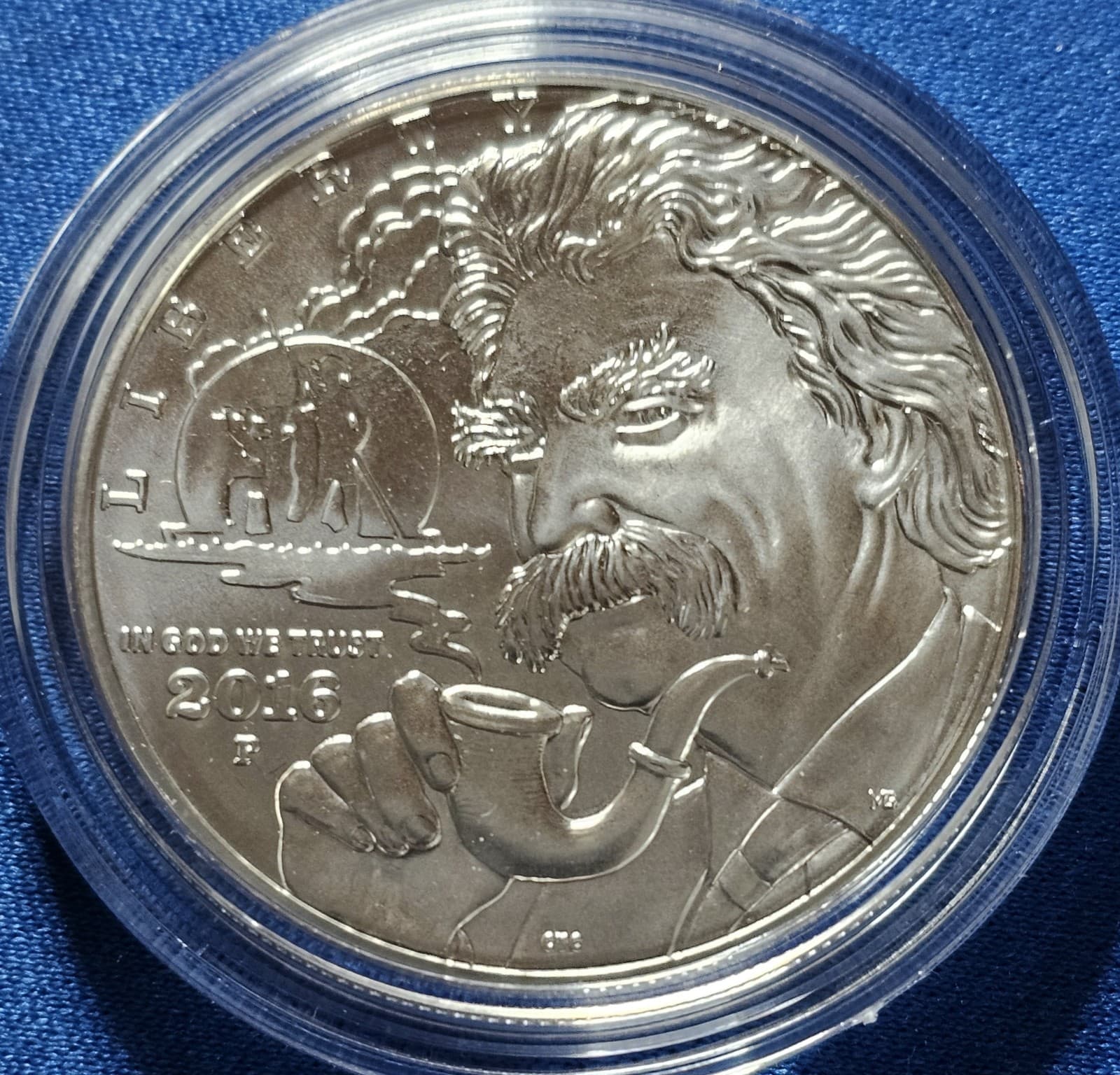 2016 P US Mint Mark Twain Commemorative BU Silver Dollar OGP & COA