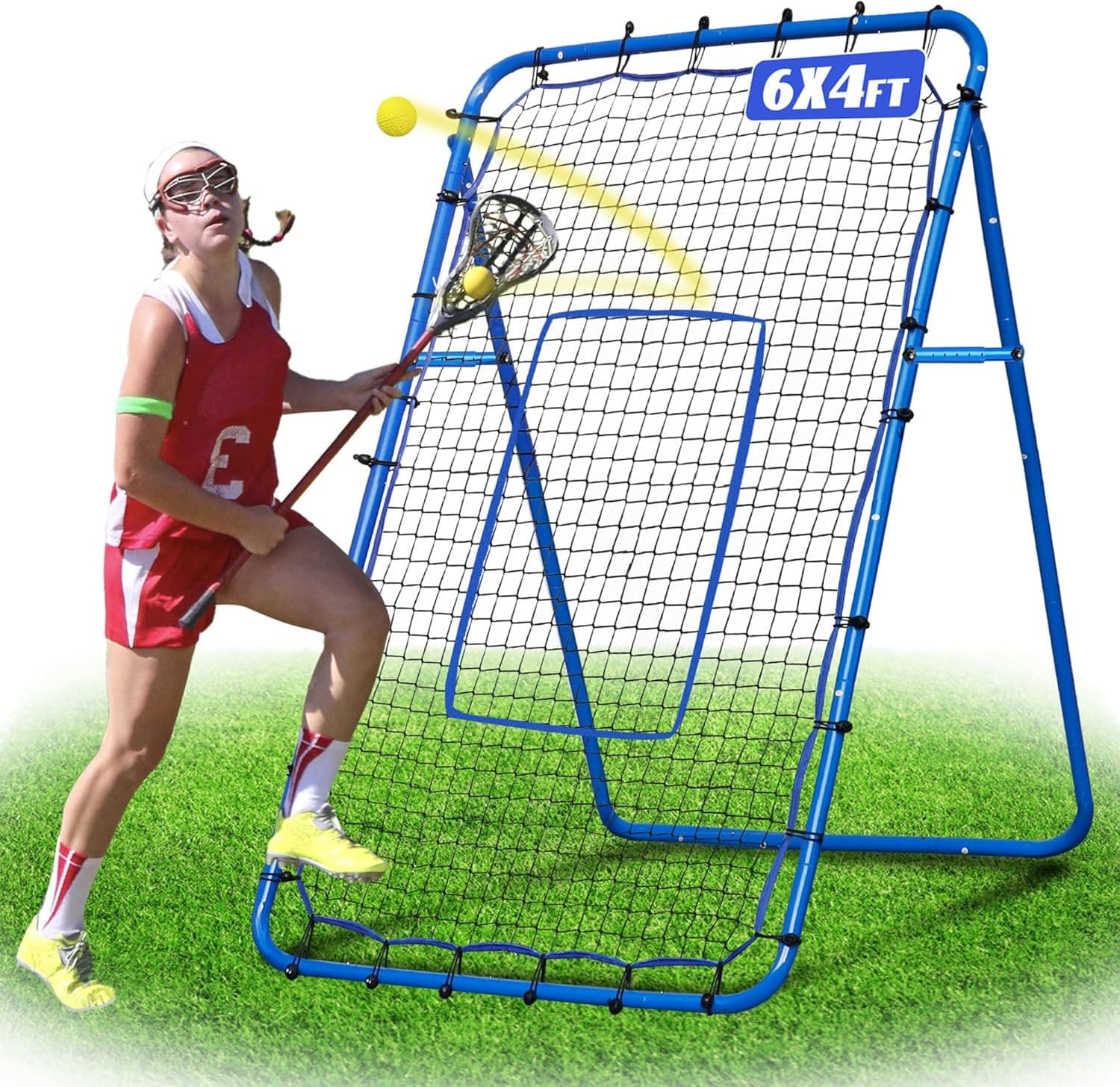 Lacrosse Rebound Net Pro, Lacrosse Rebounder for Backyard, 7X4Ft/6X4Ft Adjustab