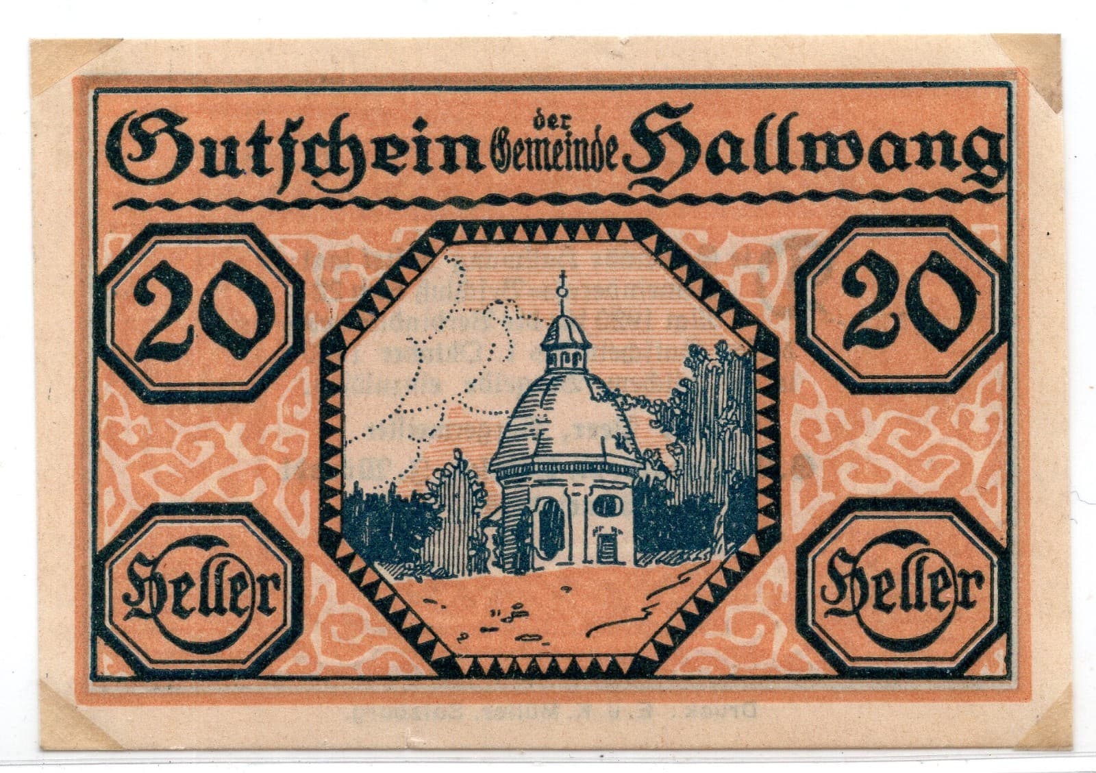 1920 Austria Hallwang Notgeld 20 Heller Note (2582)