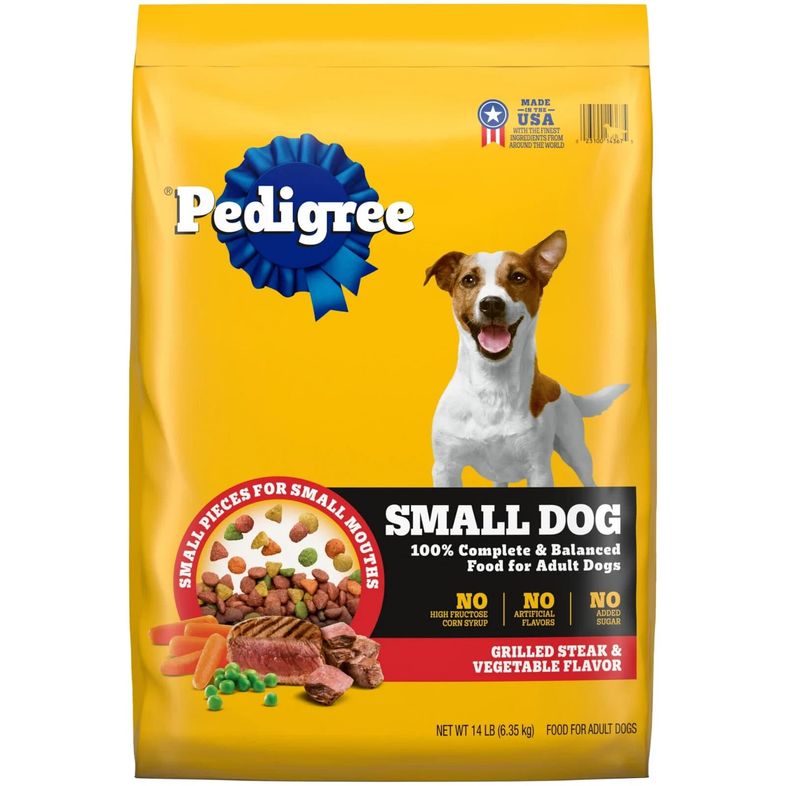 14LB/Bag Pedigree Grilled Steak & Vegetable Flavor Small Dog Adult Dry Dog Food
