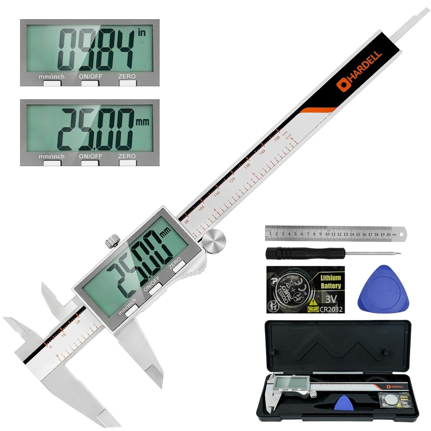 Digital Caliper, 6 Inch Caliper with Extra Large LCD Screen, Stainless Steel Cal