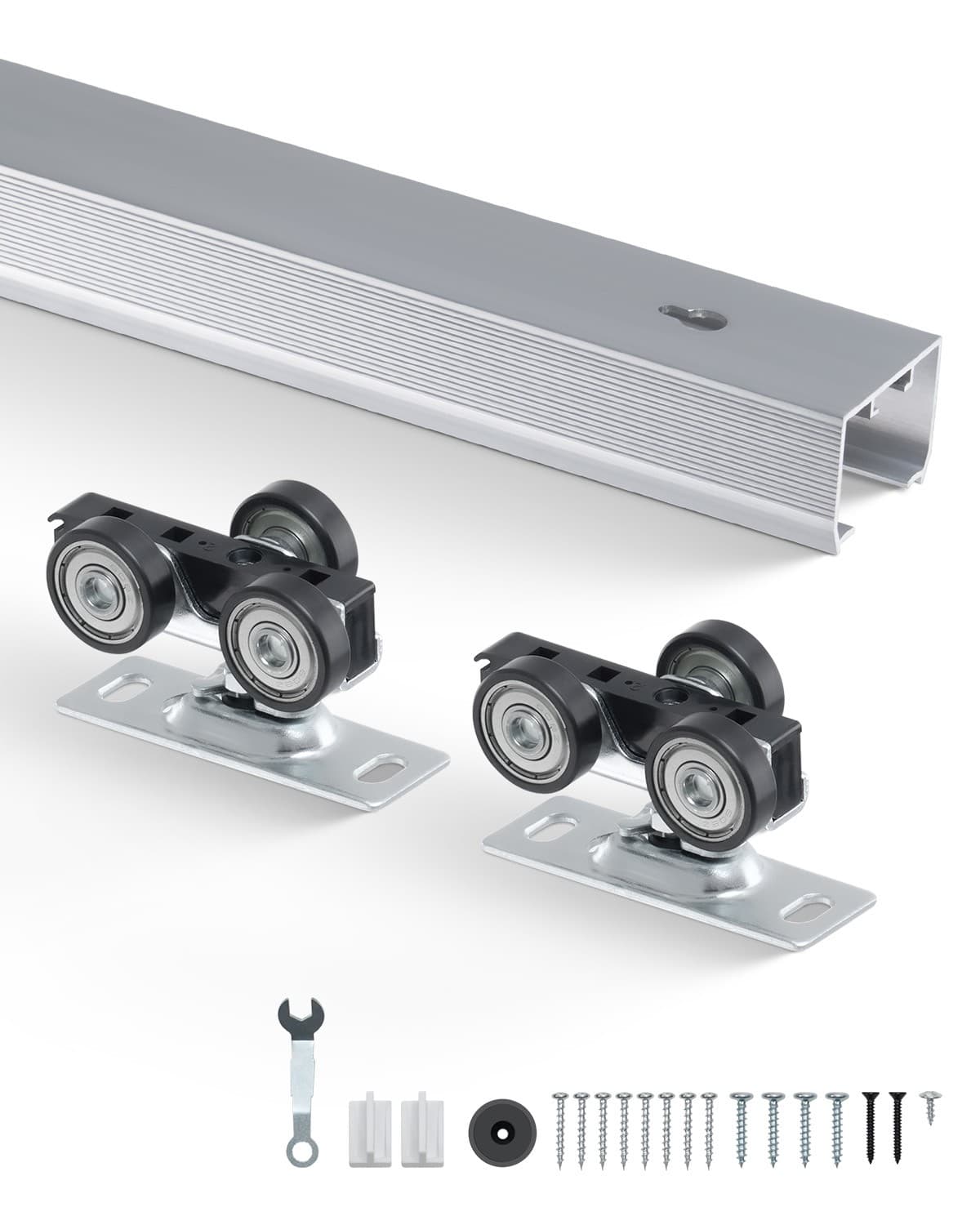 Pocket Door Track Kit 4.73 ft Heavy Duty Pocket Door Hardware Track Set 3 Wheels