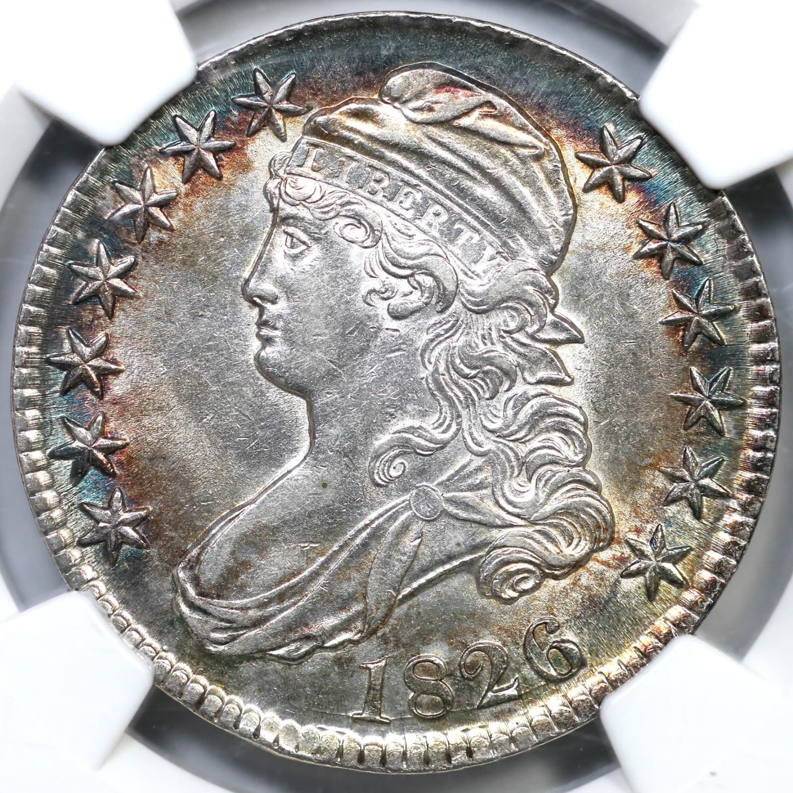 1826 O-101a R-2 NGC AU 55 Capped Bust Silver Half Dollar 50c