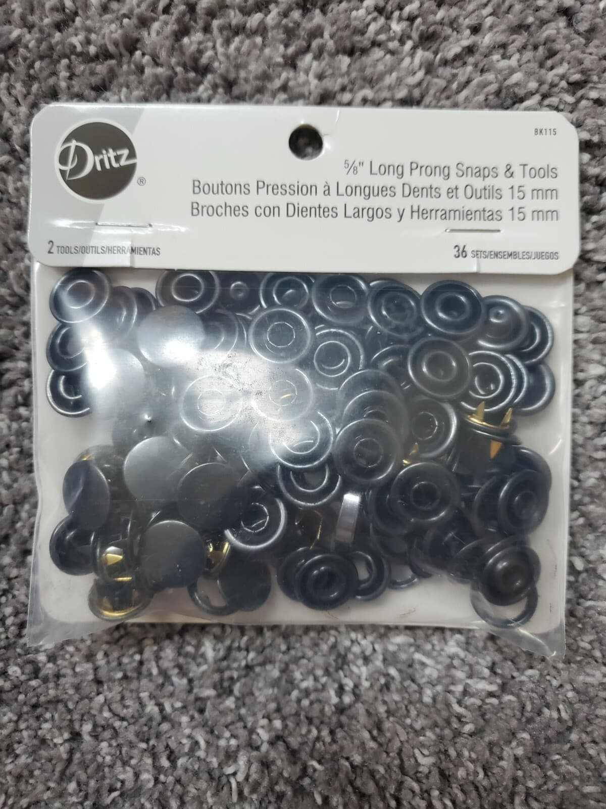 Dritz 5/8" Long Prong Snaps & Tools BK115