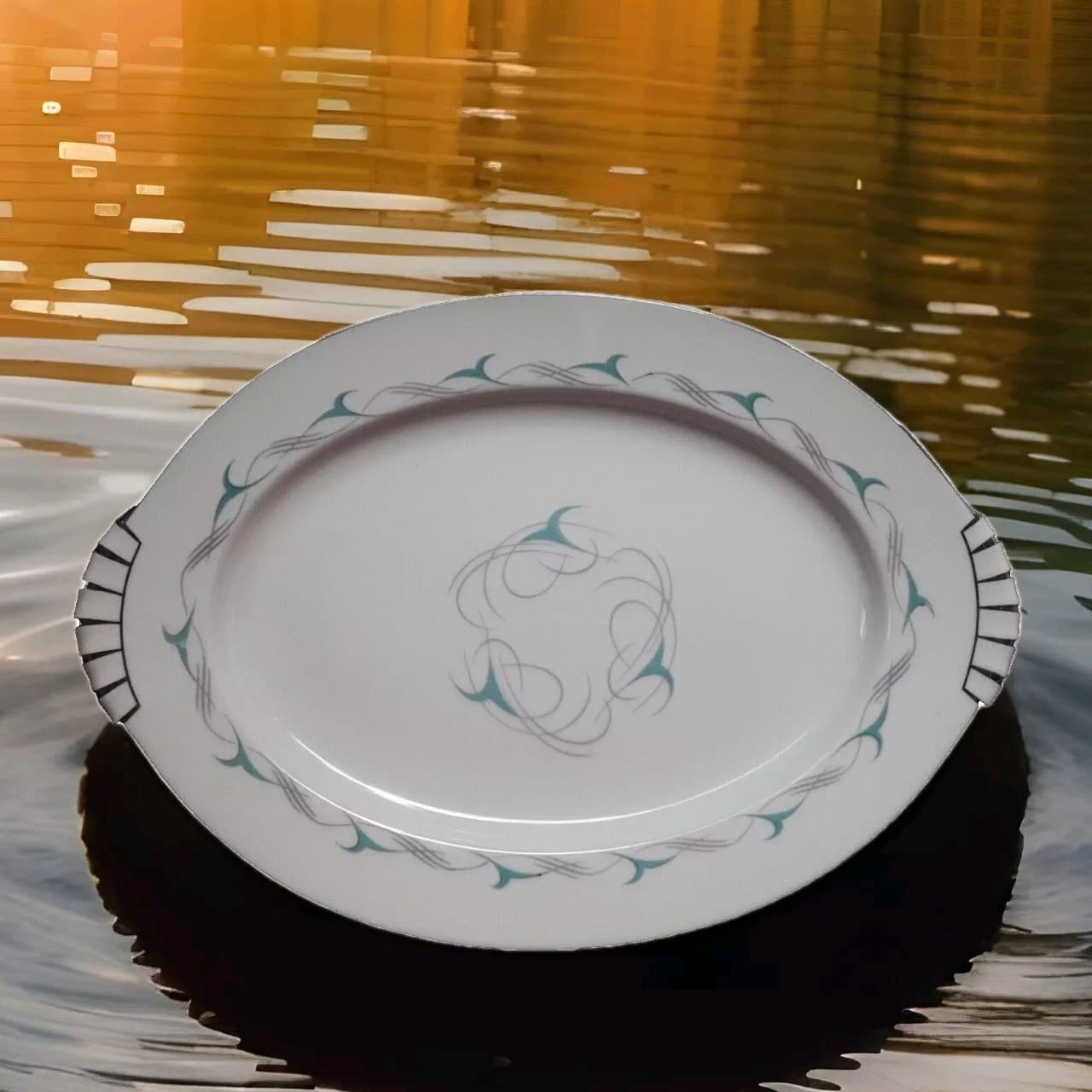 Kent China Oval Platter Flair Pattern 13"L X 9"W