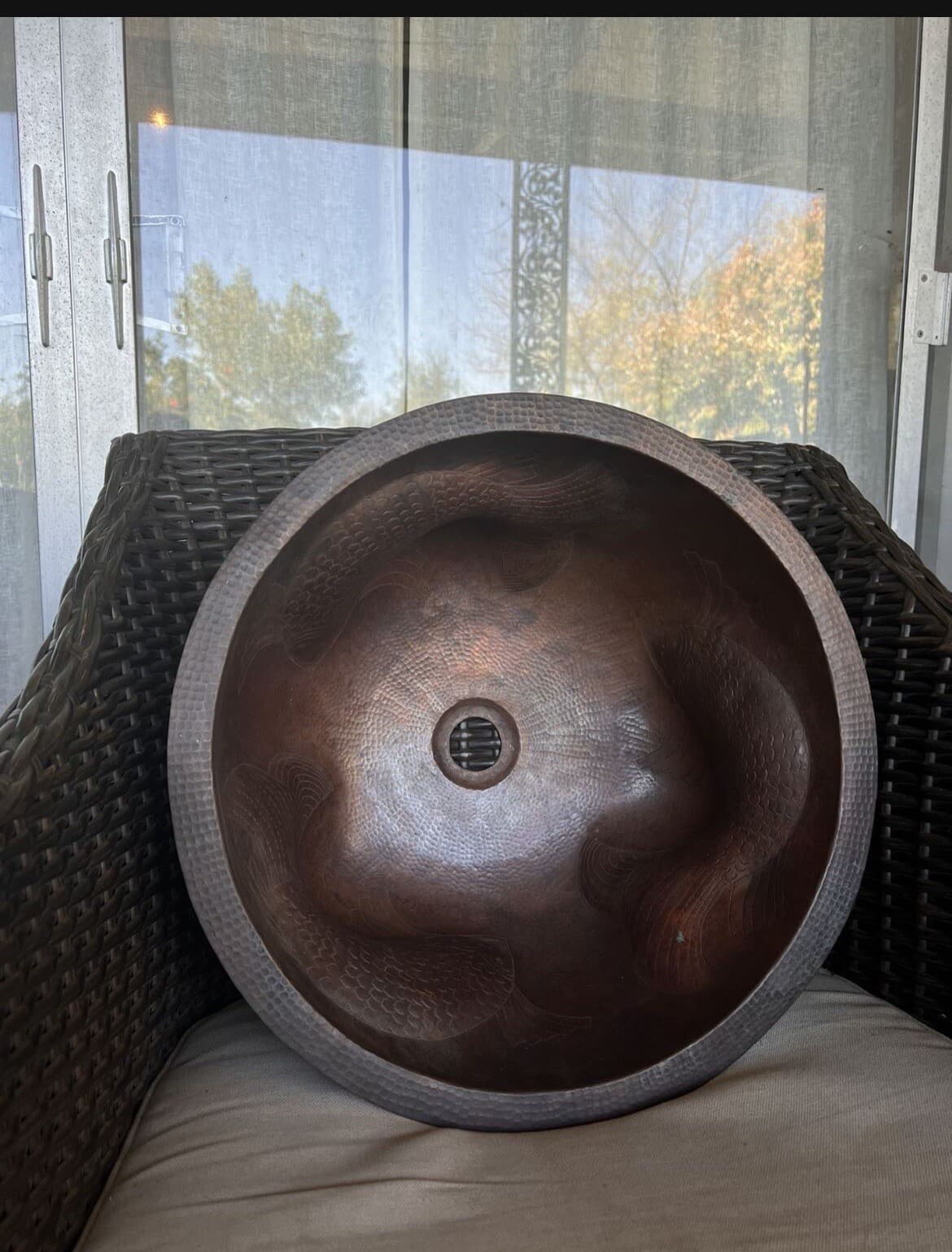 Hammered Copper Koi Fish Sink