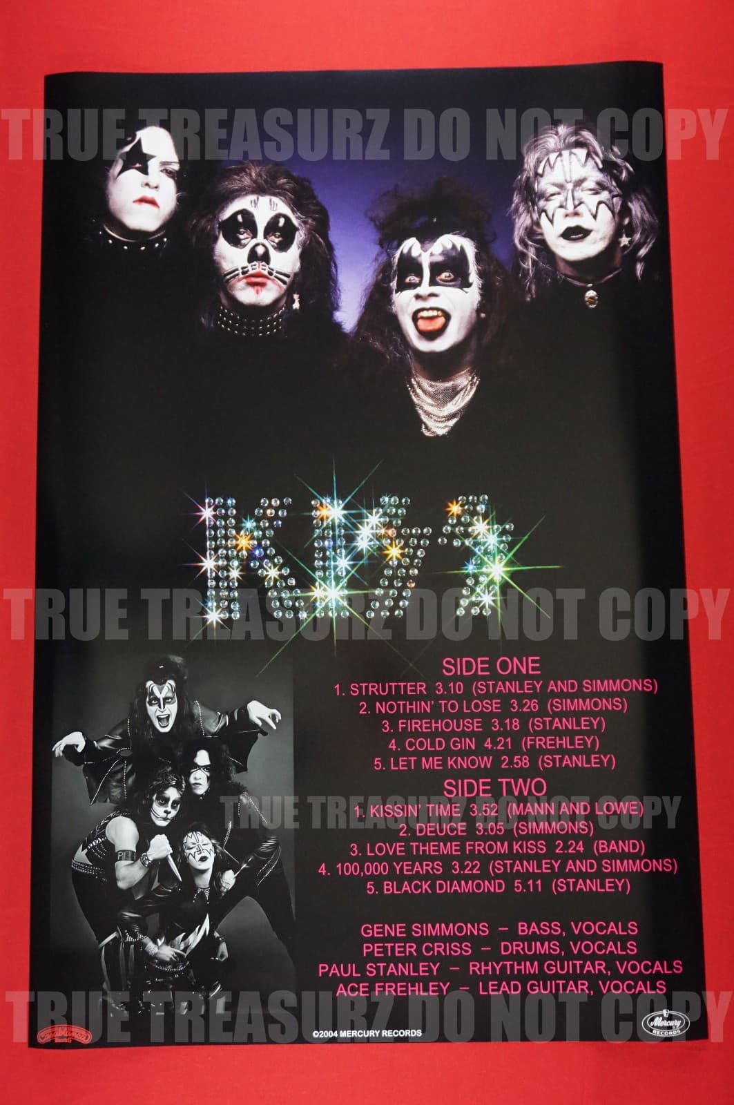 Kiss Rock Band Paul Gene Peter Ace 2004 MERCURY 1974 Promo Poster 24X36 New KIS5