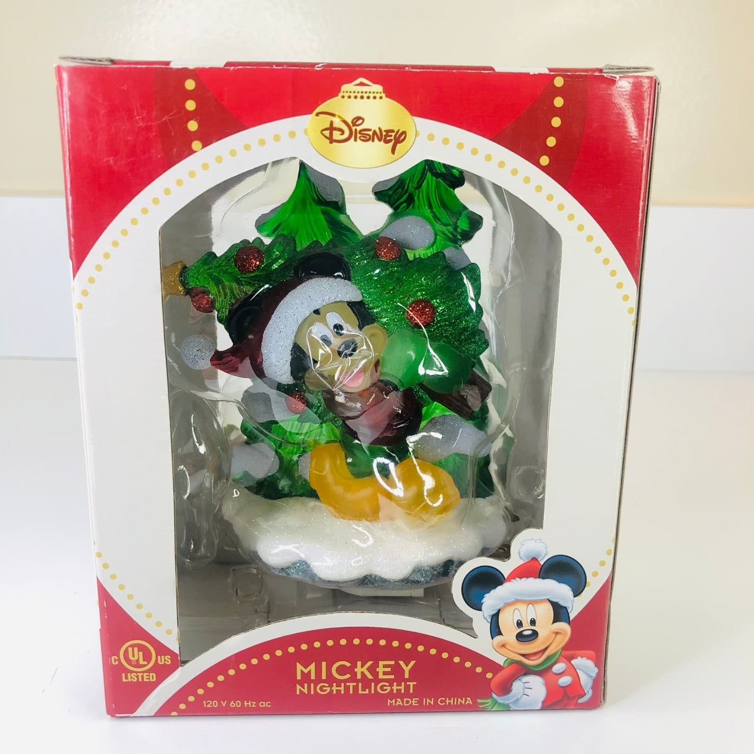 Mickey Mouse Disney Nightlight Pre-1968 Christmas Tree Design Red Green
