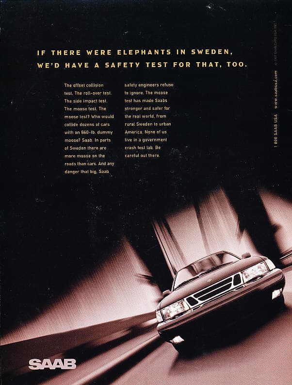 1997 1998 Saab 900 - safety car - Classic Vintage Advertisement Ad A93-B