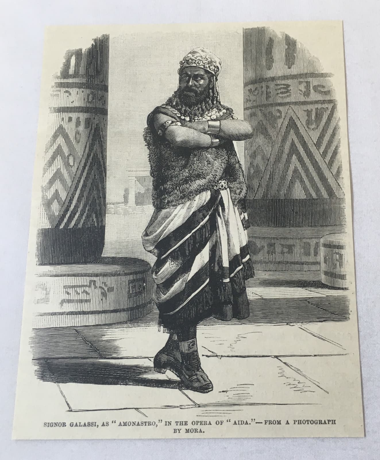 1880 magazine engraving ~ SIGNOR GALASSI in the Opera 'Aida'