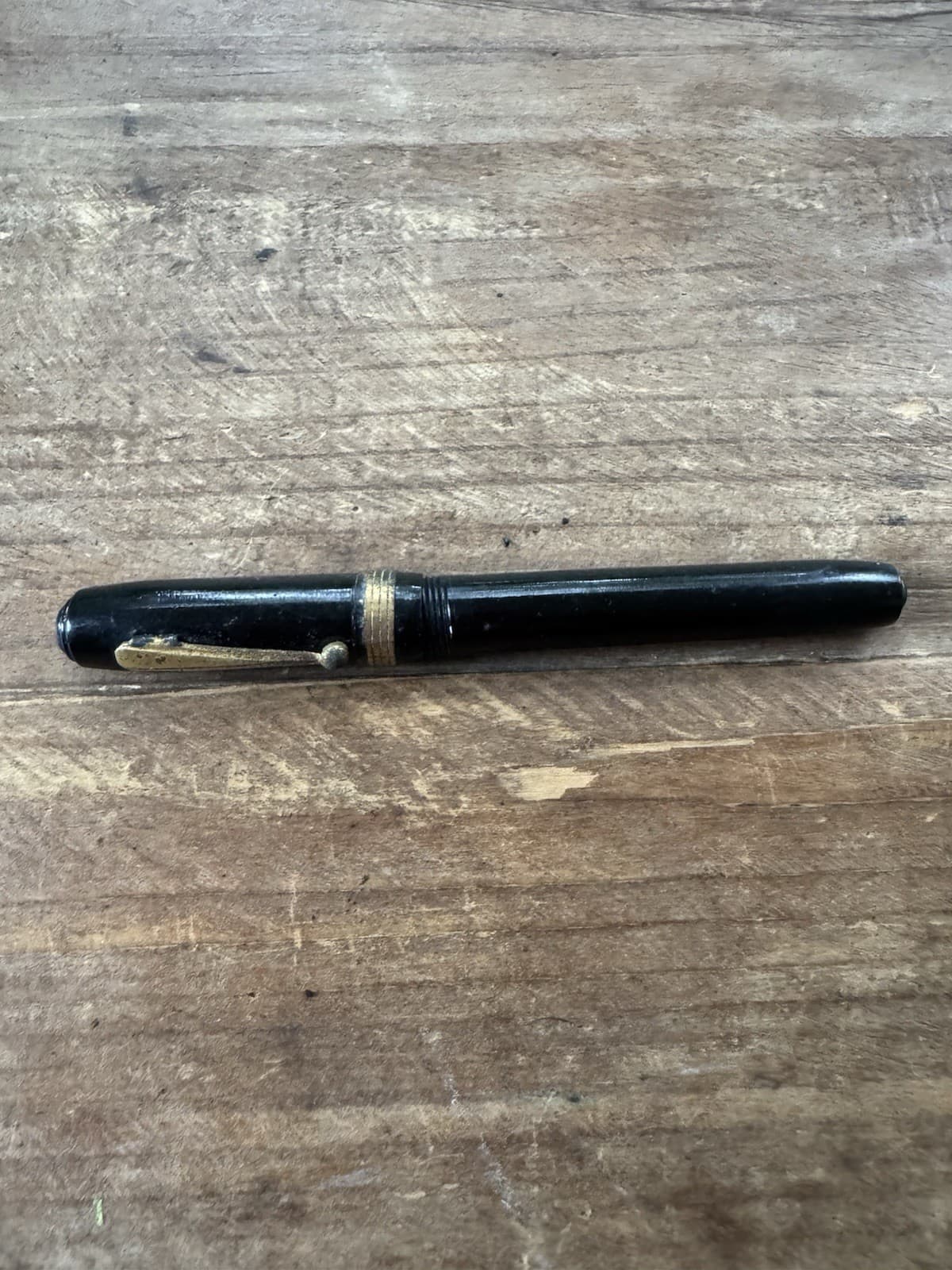 Vintage Eversharp Fountain Pen 14K Gold Plated Nib Black 1940s Junior 4.5”