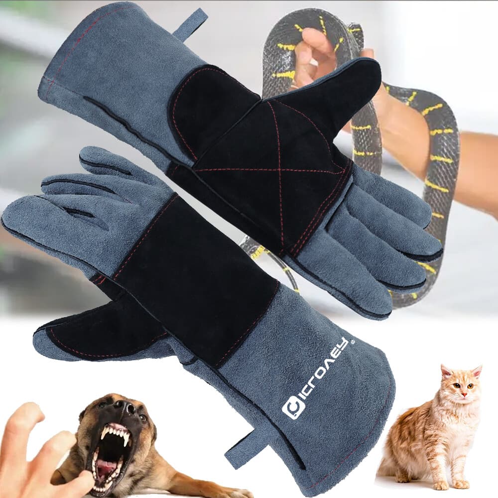 Handling Leather Gloves Training Animal Snake Bite Proof Dog Cat Scratch Protect