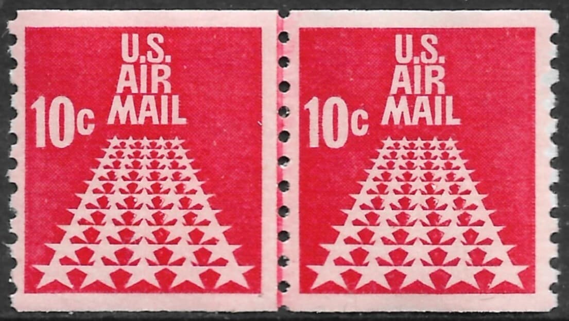 United States #C73 10c. 50 Star Runway Issue Coil Line Pair MNH VF