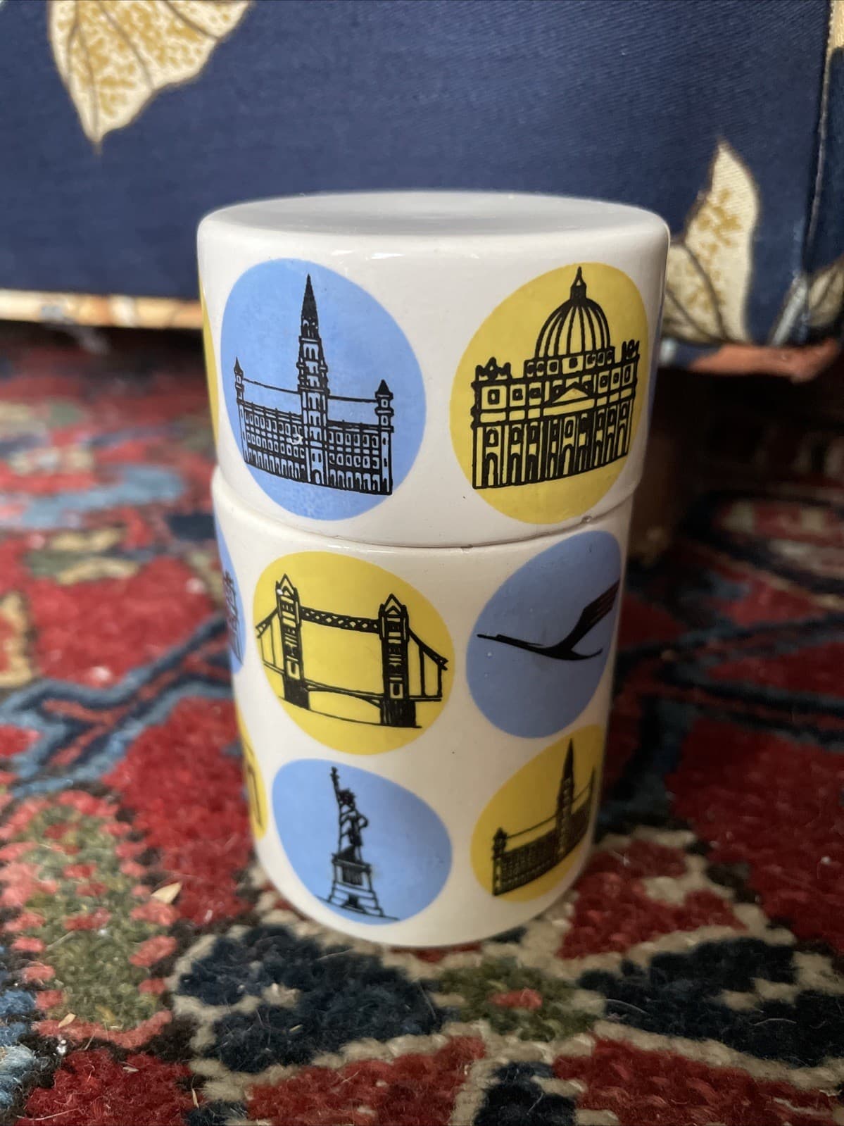 Vintage 60s Lufthansa Airlines Ceramic Jar Container Waechtersbach Sarotti MCM