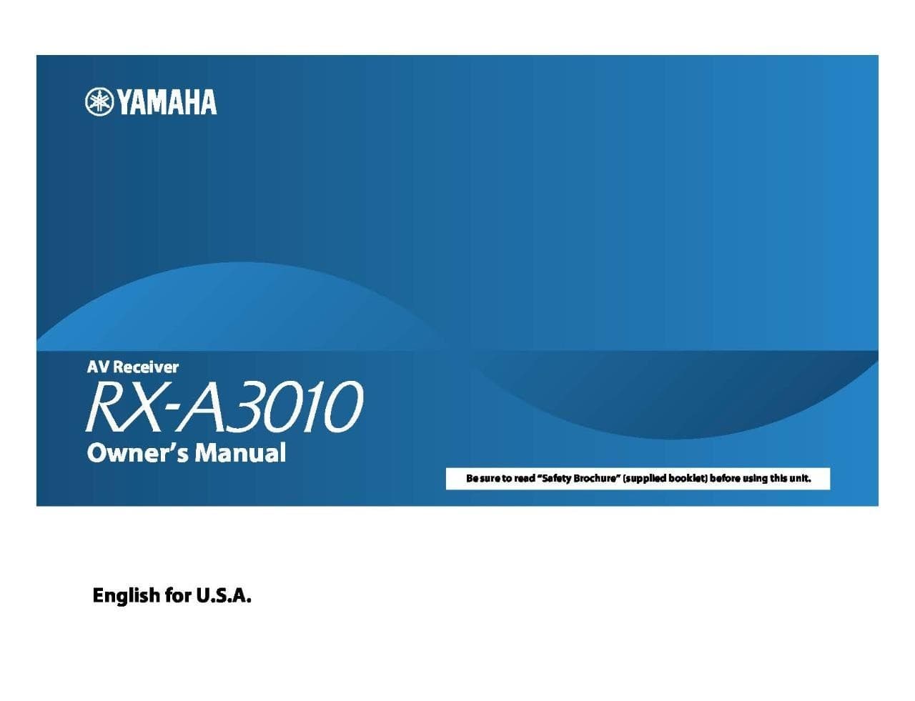 Yamaha RX-A3010 AV Receiver Manual Instructions User Guide Reprint