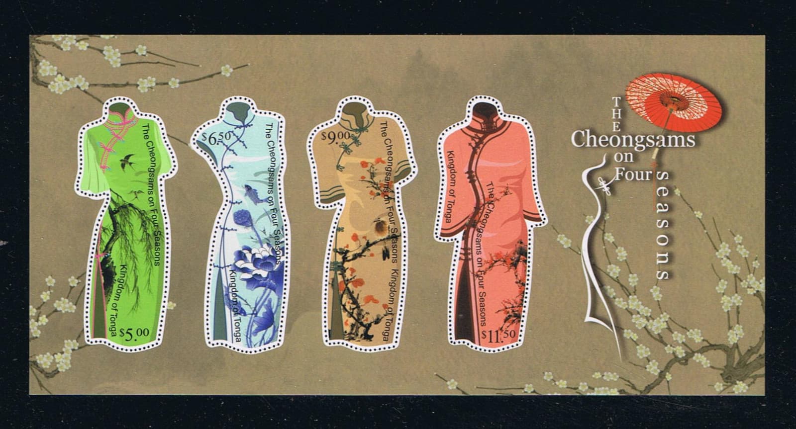 Tonga - 2017 Chinese Cheongsam Dresses Postage Stamp Souvenir Sheet