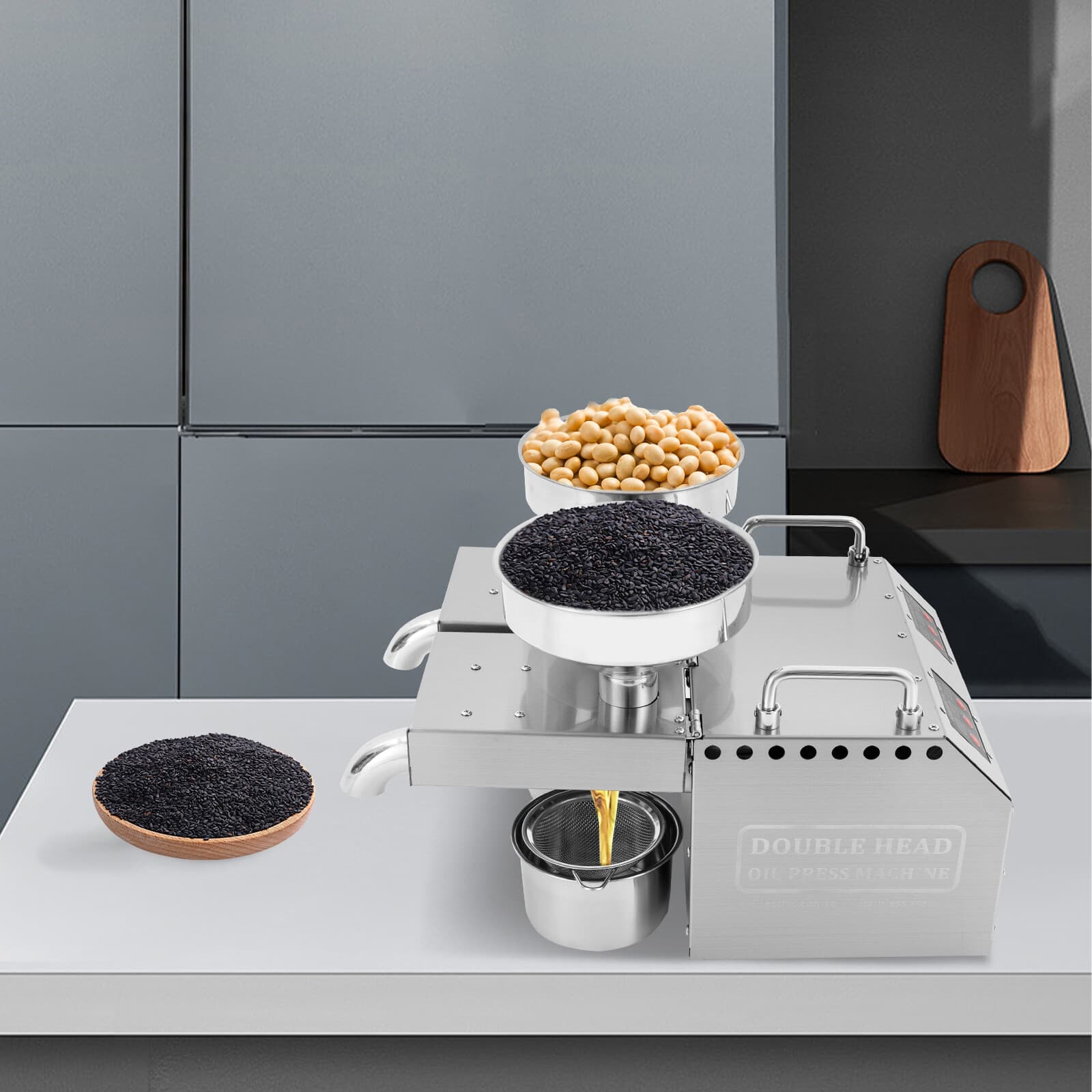 Double Head Oil Press Machine Stainless Steel Oil Extractor Hot & Cold Oil Press