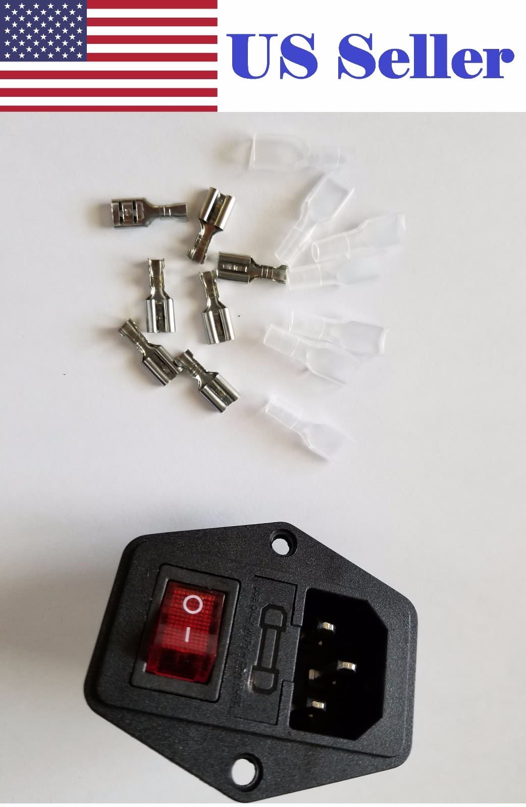 10A 120V Inlet Module Plug Fuse Switch Male Power Socket IEC320 + 7 Terminals