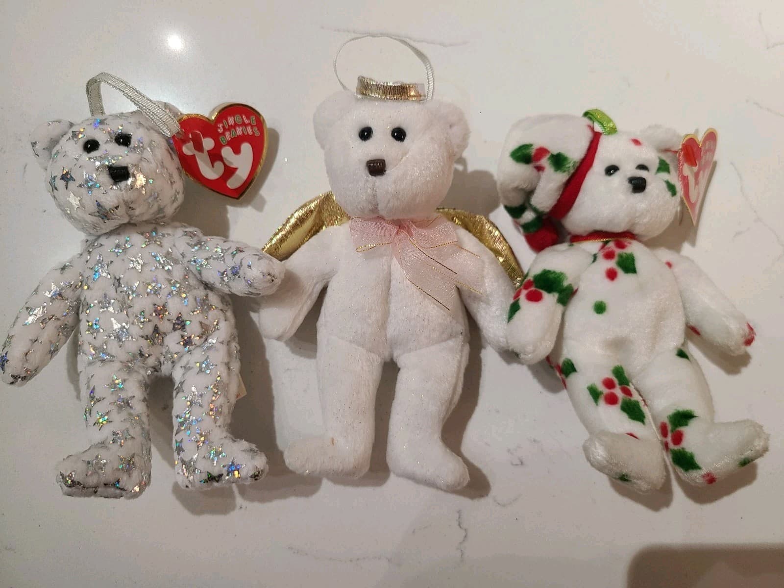Ty Beanie Baby Ornaments Lot Of 3 The Beginning Halo II 1998 Holiday Teddy Bears
