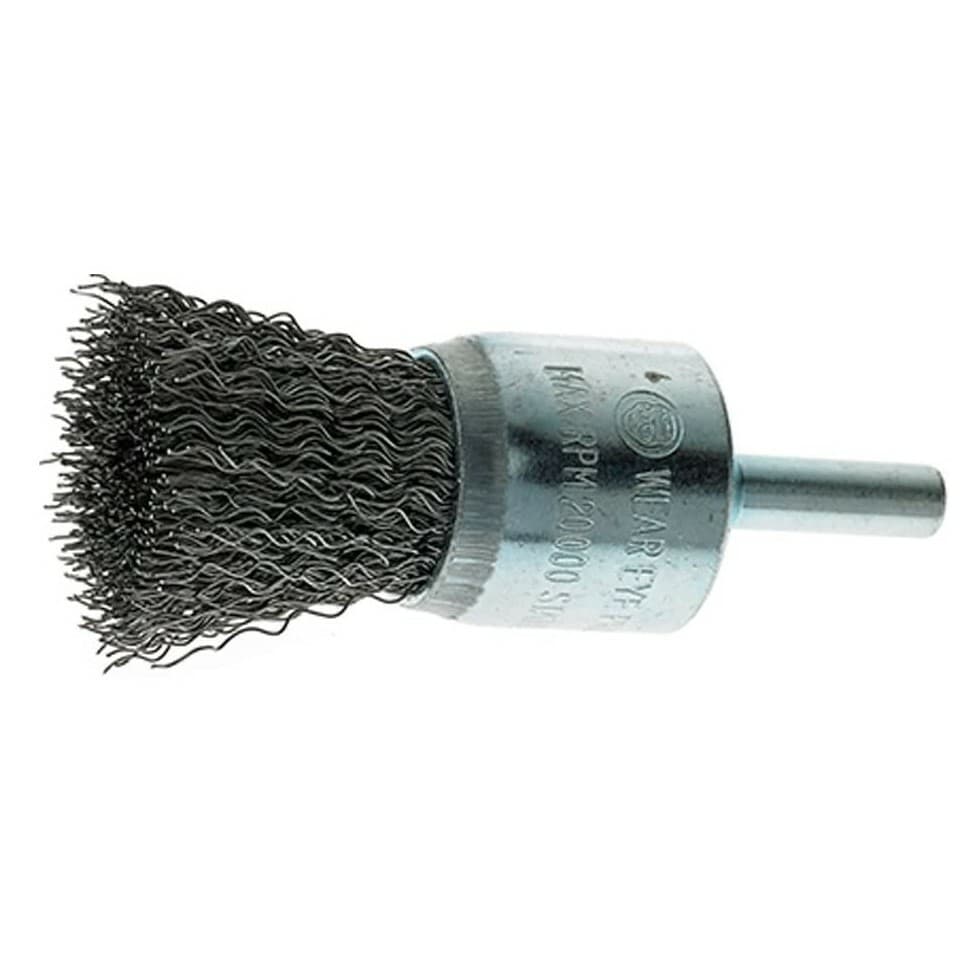 1" Crimped Wire End Brush Stainless Steel with 1/4" Shank for Die Grinder, Drill