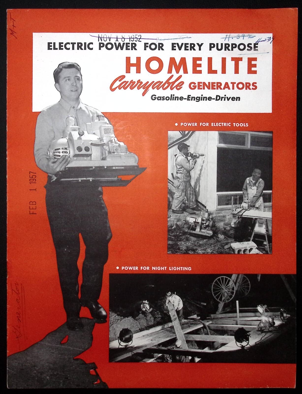 1952 Homelite Carryable Generators Gasoline Engine Driven Brochure Port Chester