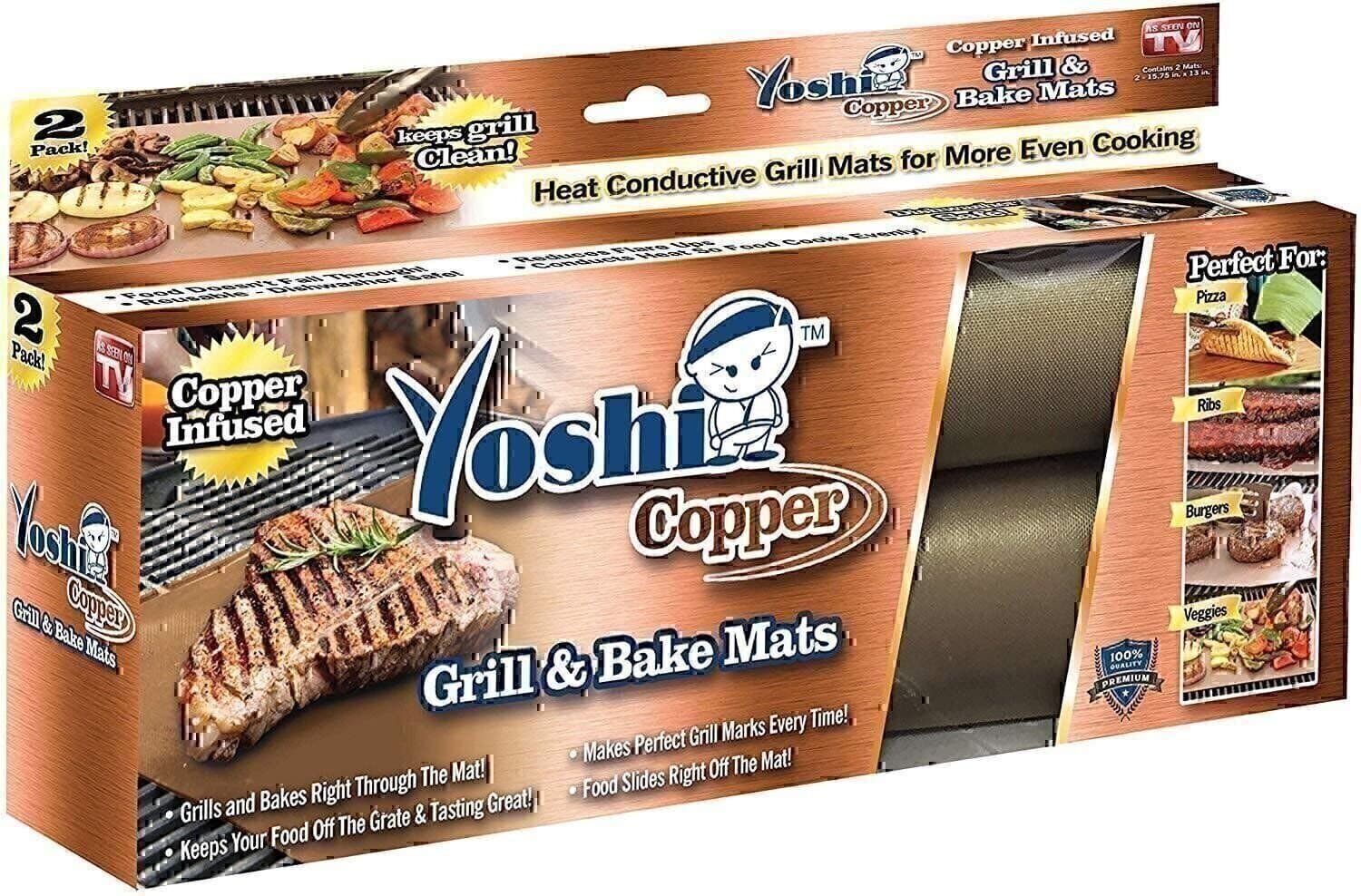 Yoshi Copper Grill and Bake Mats (Set of 2)