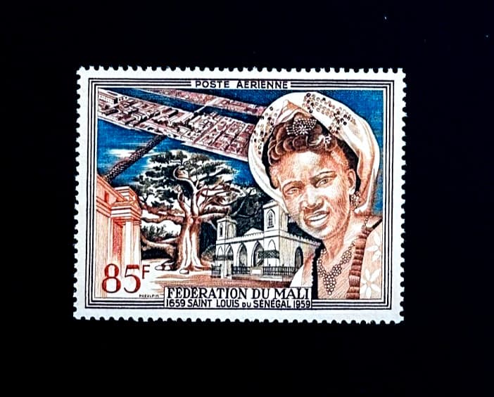 MALI Stamp - 1959 Island of St Louis Church & Mosque Sn C1 Air Mail MNH r2🔥